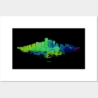 Phoenix City Skyline - Watercolor Green, blue Posters and Art